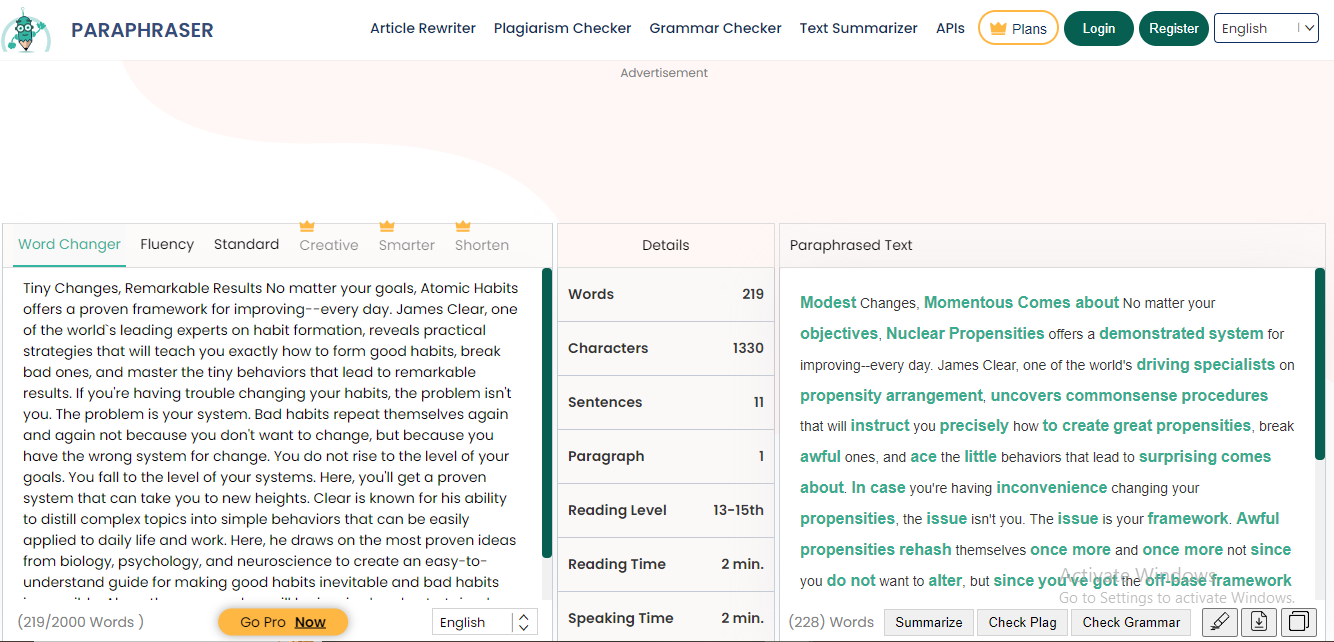 AI Paraphrasing tool - Paraphraser