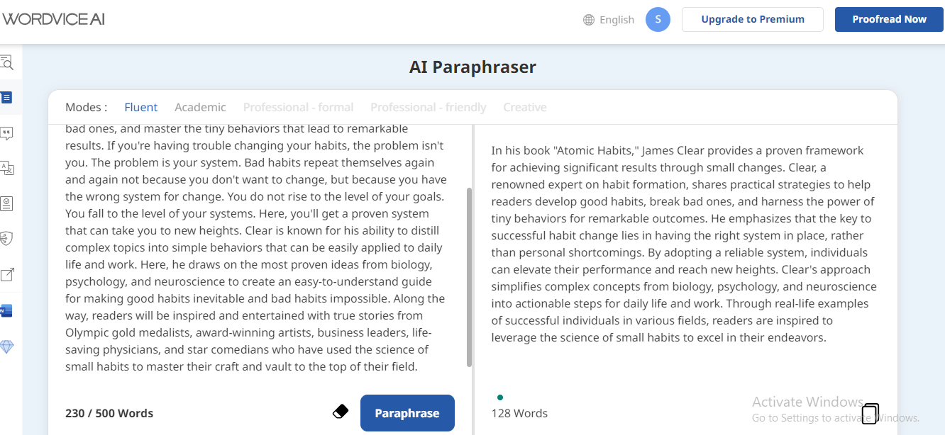 AI paraphrasing tool - WordVice AI